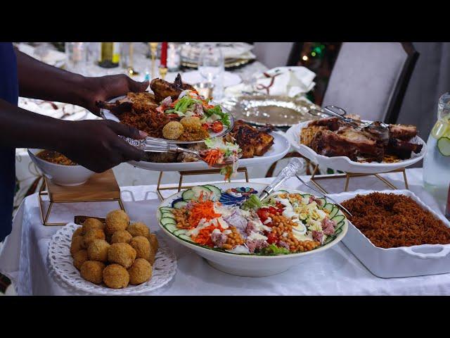 Cook With Me! Jollof, Baked Chicken, Rack of Pork, Yam Balls, Rainbow Sauce, Ghana Salad