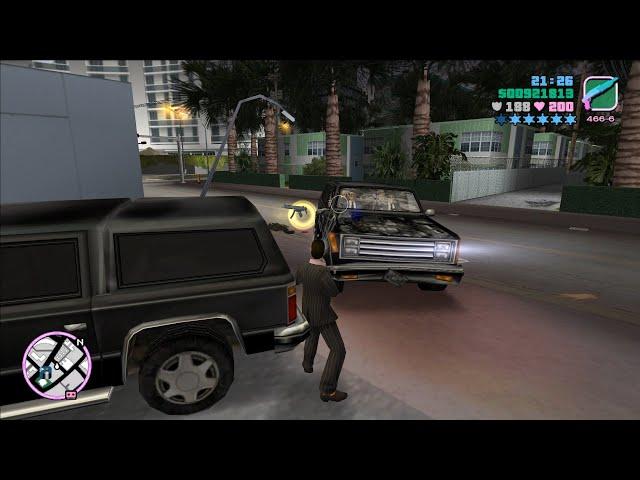 GTA Vice City Epic Longest 6 Stars Wanted Level Police Shootout + Escape