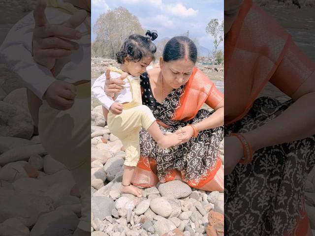 Gnani collecting stones in Pahalgam #shorts #trending #ytshorts #baby #viralvideo #telugu