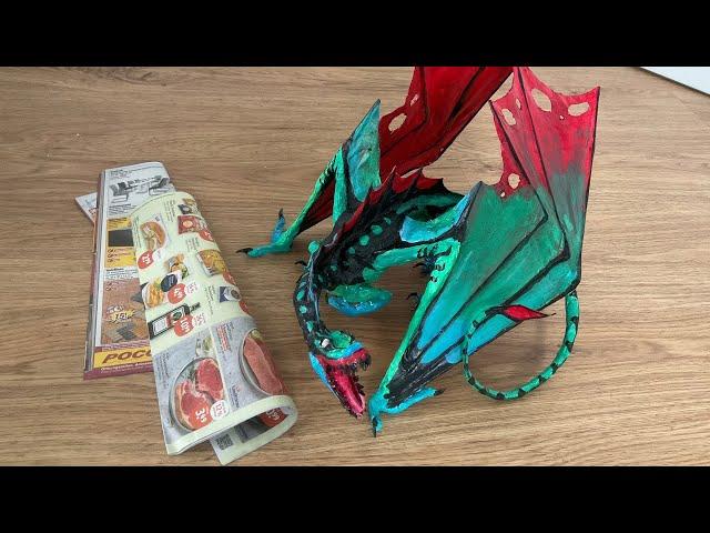 Drache aus Zeitung basteln/making a dragon out of newspaper