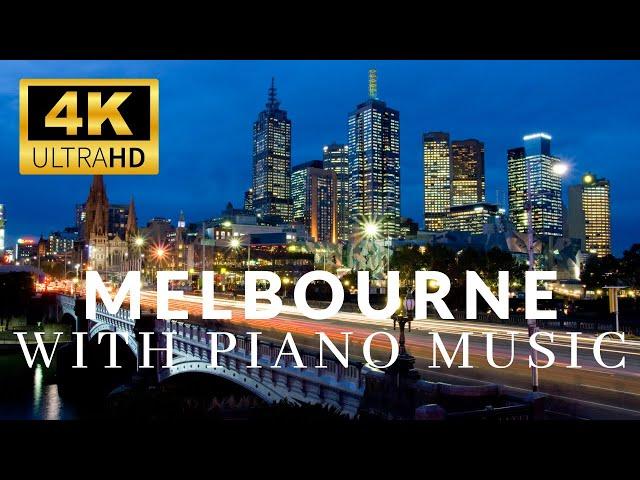 Melbourne City, Australia, 4K Drone view with Relaxing Piano Music