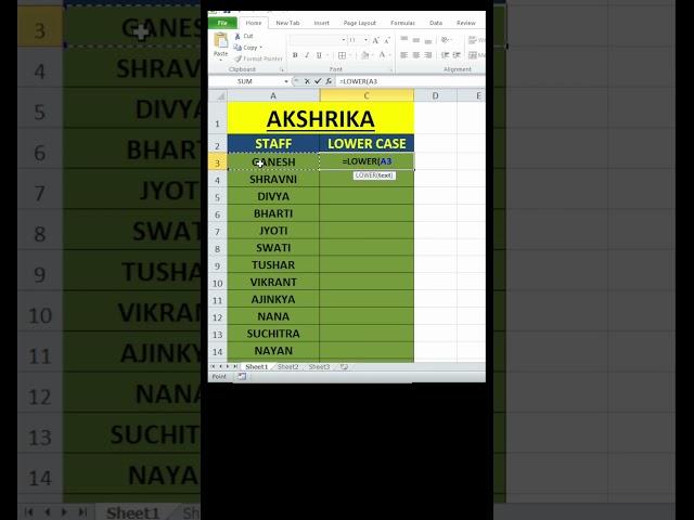 How to Change Uppercase to Lowercase in Excel : Akshrika Tutorials