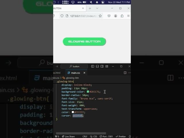 Glowing Button with HTML and CSS #ui #tips #tipsandtricks #htmlcss #webdesign