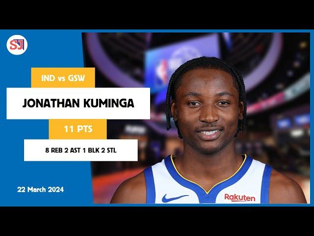 JONATHAN KUMINGA 11 PTS, 8 REB, 2 AST, 1 BLK, 2 STL vs IND | 2023-2024 GSW | Player Full Highlights