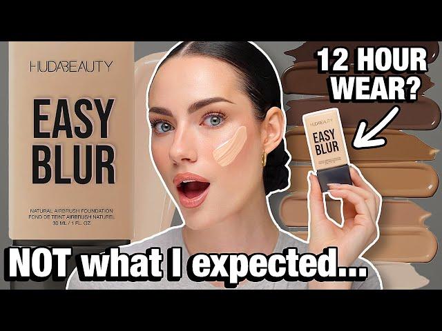 I TRIED HUDA BEAUTY'S VIRAL EASY BLUR FOUNDATION...HONEST REVIEW + 12 HOUR WEAR TEST!