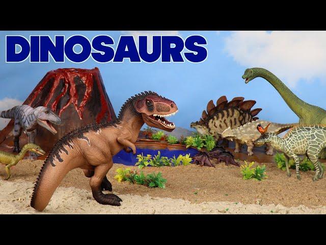 Meet the Dinosaurs! | Epic Dino Diorama with an Erupting Volcano!