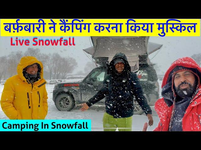 CAR CAMPING IN SNOWFALL ️️ LIVE SNOWFALL |WINTER SPITI 11