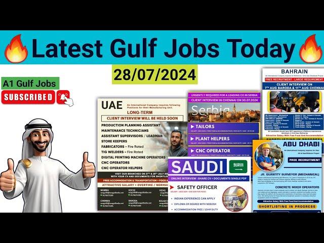 Latest free gulf jobs today, gulf job vacancy 2024, dubai jobs, gulf jobs july 2024, gulf interviews