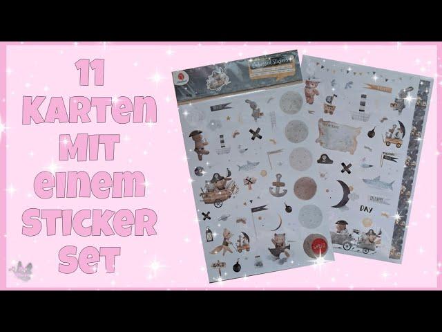  11 Karten mit einem Sticker Set  von Action