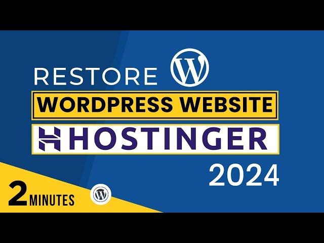 How To Restore WordPress Website From Backup In Hostinger 2024 | Restore Website In Hostinger