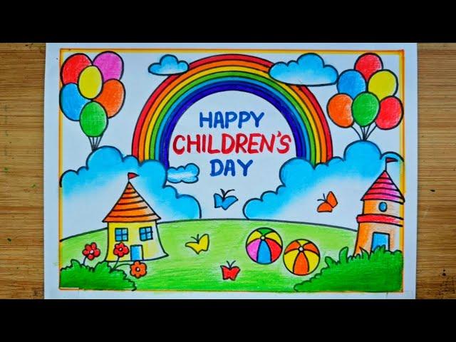 Children's Day Drawing/Happy Children's Day Drawing/How To Draw Children's Day Poster Drawing Easy