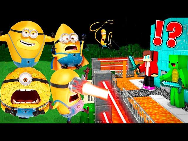 Jerry , Mel , Gus , Dave Minions vs Security House in Minecraft! Despicable Me 4 Maizen JJ and Mikey