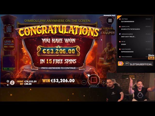 SONOFZEUS & ΧΤΑΠΟΔΙΑΣ ΣΠΑΝΕ ΤΟ FORGE OF OLYMPUS (53.000€) HUGE SLOTS WIN