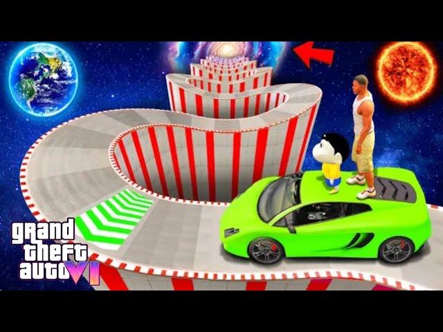 SHINCHAN AND FRANKLIN TRIED CURVY ROAD TO SPACE ULTIMATE PARKOUR CHALLENGE IN GTA 5