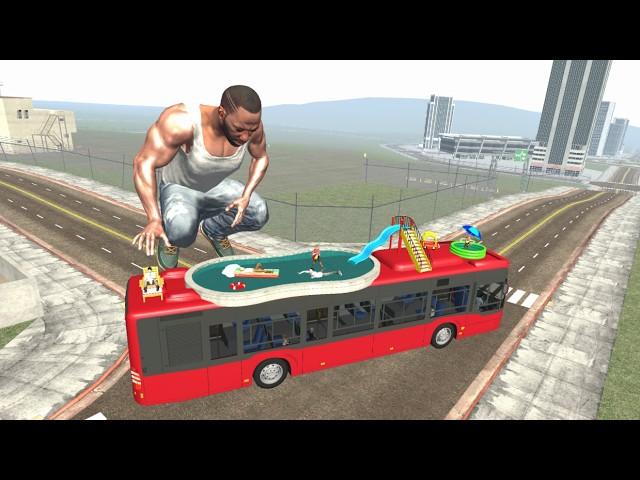 Franklin Built Swimming Pool on Bus in Indian Bike Driving 3D