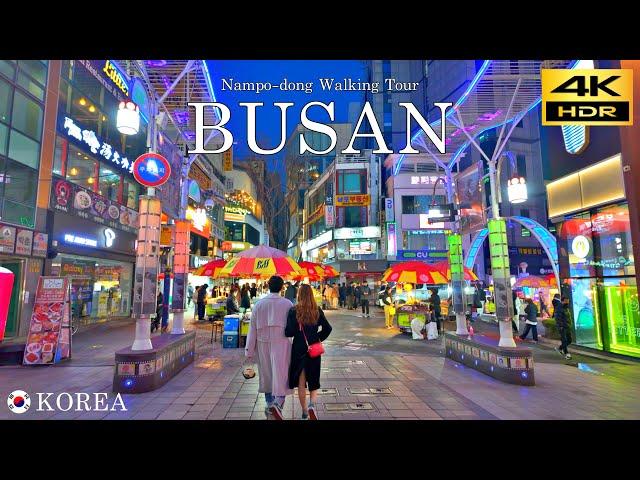 Busan Walking Tour | Evening Walk in Nampo-dong | South Korea | 4K HDR