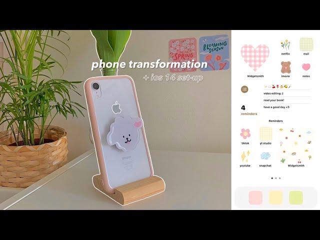 phone transformation  | aesthetic ios 14 setup, phone accessories, cute widgets