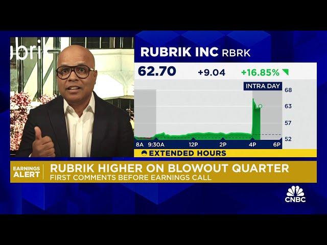 Rubrik CEO Bipul Sinha talks the company's blowout quarter as stock jumps in overtime