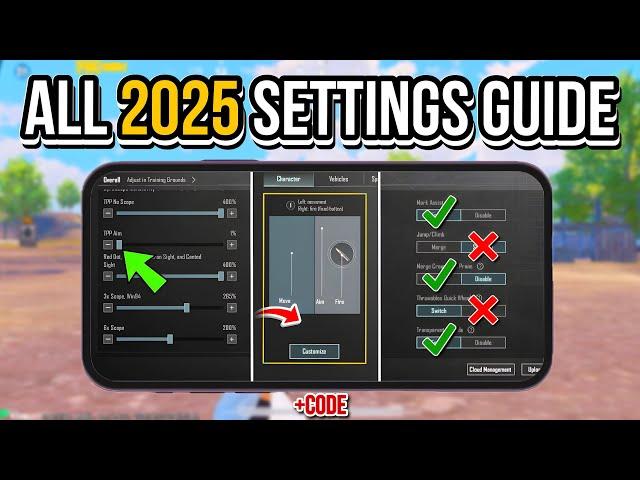 PUBG MOBILE 2025 BEST SETTINGS, SENSITIVITY & LAYOUTS  FULL COURSE + CODE 