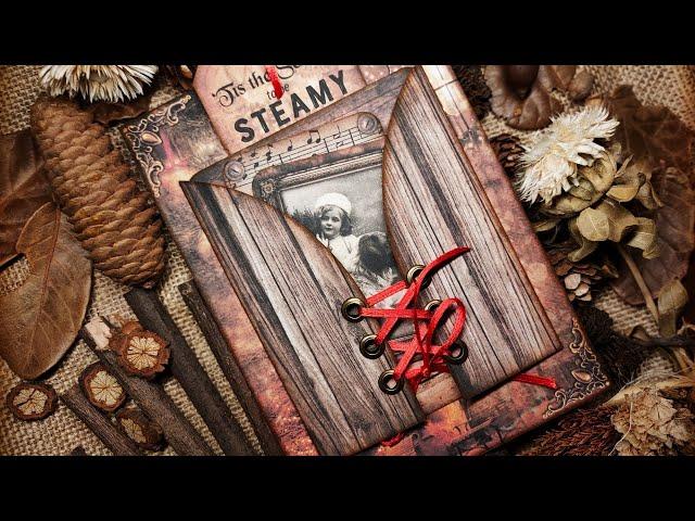 My White Cat Journal, A Steampunk Xmas, Folio Tutorial, Christmas Folio, Junk Journal