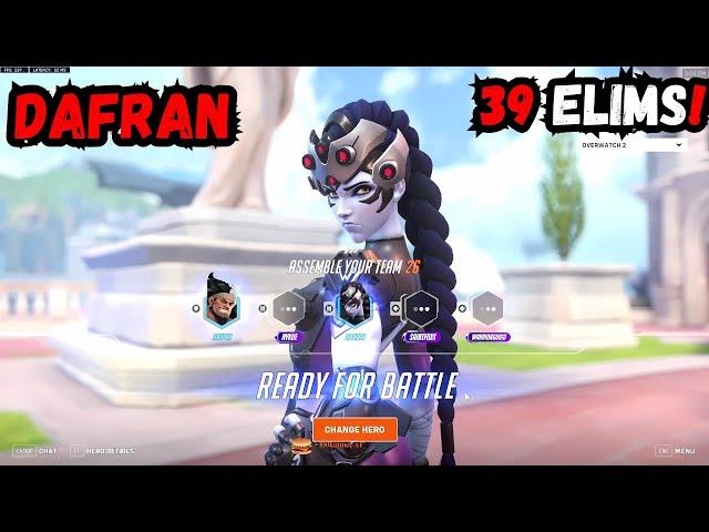 39 ELIMS! DAFRAN INSANE WIDOWMAKER GAMEPLAY overwatch 2 season 14