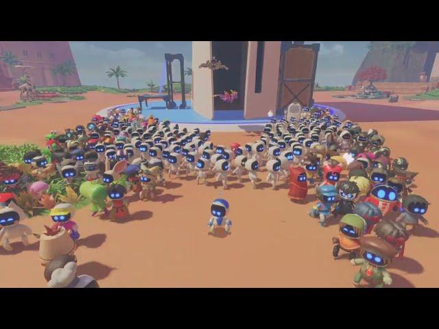 Astro Bot: Astro and VIP bots dancing