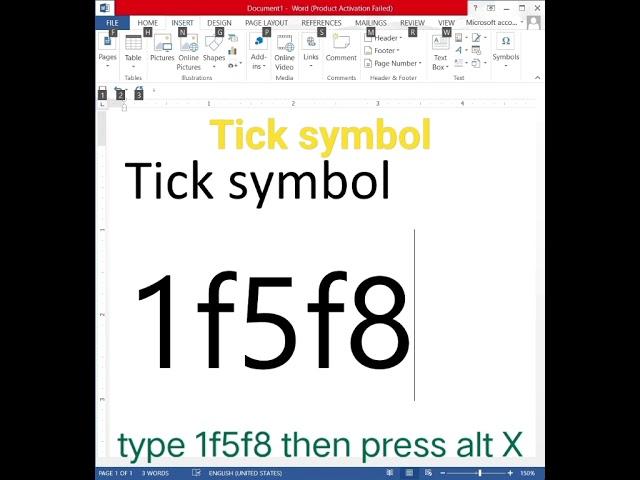 Tick Symbol in ms word shortcut key#viral#short#subscribe