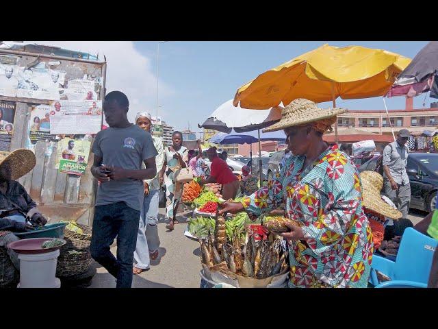 4K LOCAL STREET FOOD MARKET IN GHANA ACCRA, AFRICA