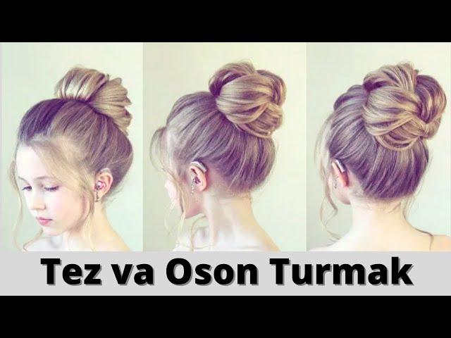 Easy two minutes Bun. Summer Bun hairstyles 2021.