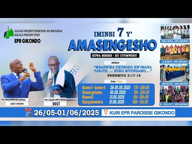 LIVE: DAY1 With Pastor MASUMBUKO Joshua ||NIMUHAGURUKE TWUBAKE - EPR GIKONDO (29-05-2025)
