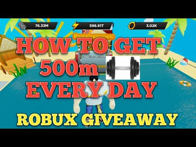 HOW TO DO 500M STRENGHT EVERYDAY/GIVEAWAY - STRONGMAN SIMULATOR - ROBLOX