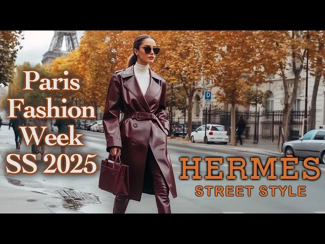 Hermès PARIS FASHION WEEK 2025 STREET STYLE. Unique Parisian style. Fashion VLOG from Paris