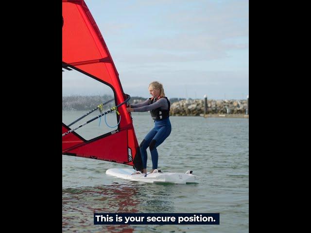 Learn to Windsurf: Secure Position | The Basic Safety Position While Learning Windsurfing #shorts