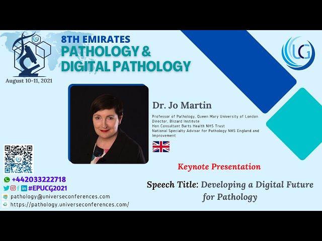 Dr. Joanne Martin Keynote Presentation at the 8th Emirates Pathology & Digital Pathology, CMEMeeting