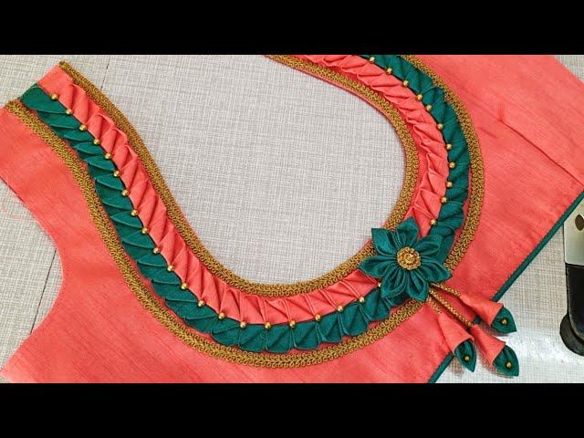 Blouse designs // cutting and stitching back neck blouse design // blouse back neck design