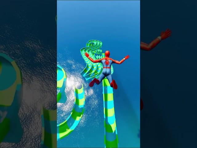 Spiderman & Chimpanzini Bananini Funny Water Slide