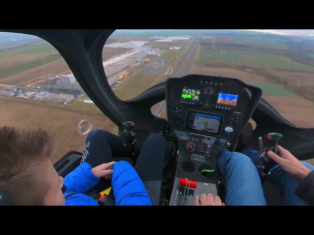 First flight of my son in gyrocopter Argon. He was very happy.