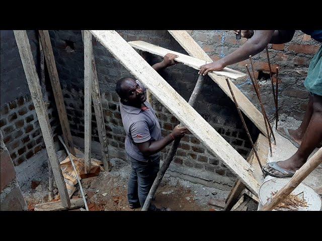 Building concrete stair case centering work process-stairs case shuttering,formwork