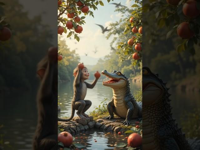 The crocodile and the monkey were good friends,but the crocodile betrayed him! #ai #shortfeed