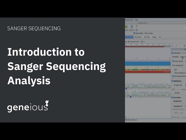 Introduction to Sanger Sequencing Analysis in Geneious Prime