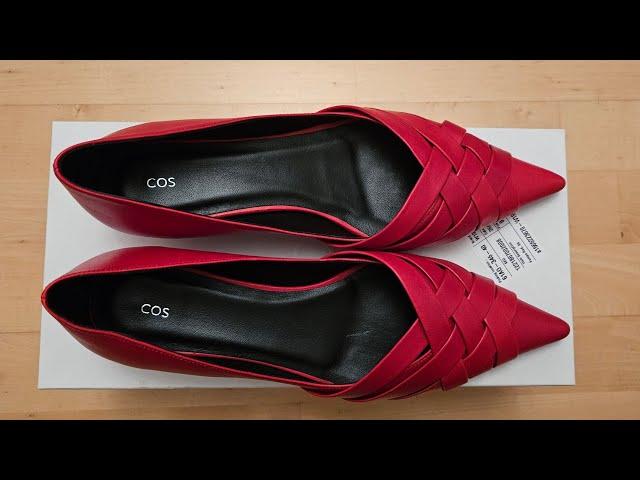 Unpacking my new red shoes from COS!!!