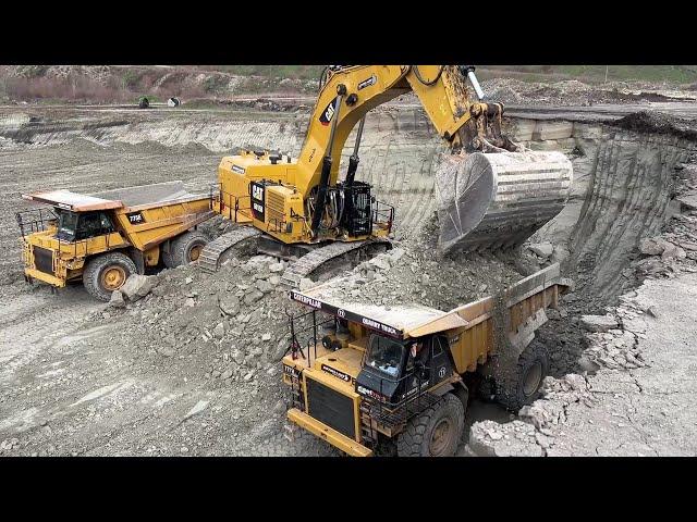 Caterpillar 6015B Excavator Loading Caterpillar Dumpers - Sotiriadis Mining Works