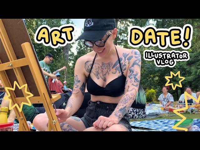 ART VLOG  beach day with art friends & plein air | self employed illustrator