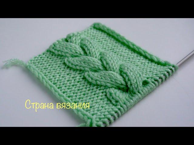 Узоры спицами. Простая коса. Knitting patterns. Simple braid.