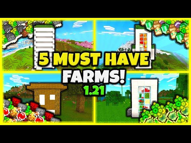 5 MUST HAVE FARMS In Minecraft Bedrock 1.21!