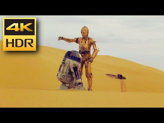 4K HDR • C3PO and R2D2 lost in Tatooine (Star Wars Episode IV)