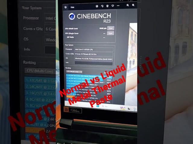 i7 10750H Cinebench R23 Normal vs Liquid Metal Paste