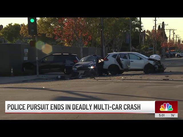 Woman killed after car chase suspect crashes into three cars in La Palma