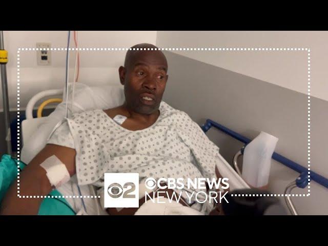 CBS New York's Alice Gainer speaks with bystander injured in police shooting