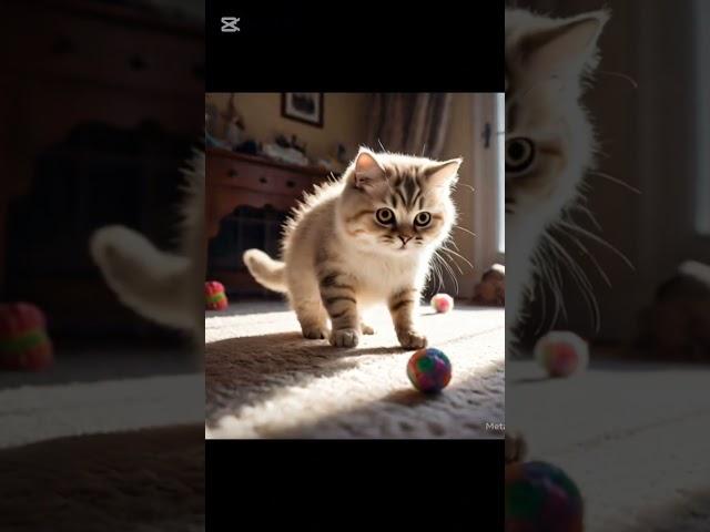 Cute cat is playing in Water park #ai #cat #kettens #cuteanimals #assemblyai